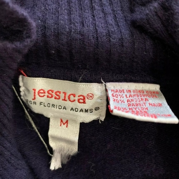 Vintage Women's Lambs Wool Angora Rabbit Hair Pullover Henley Sweater - Picture 5 of 5